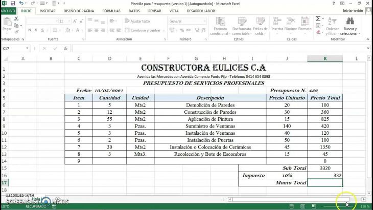 Crear un Presupuesto con Excel